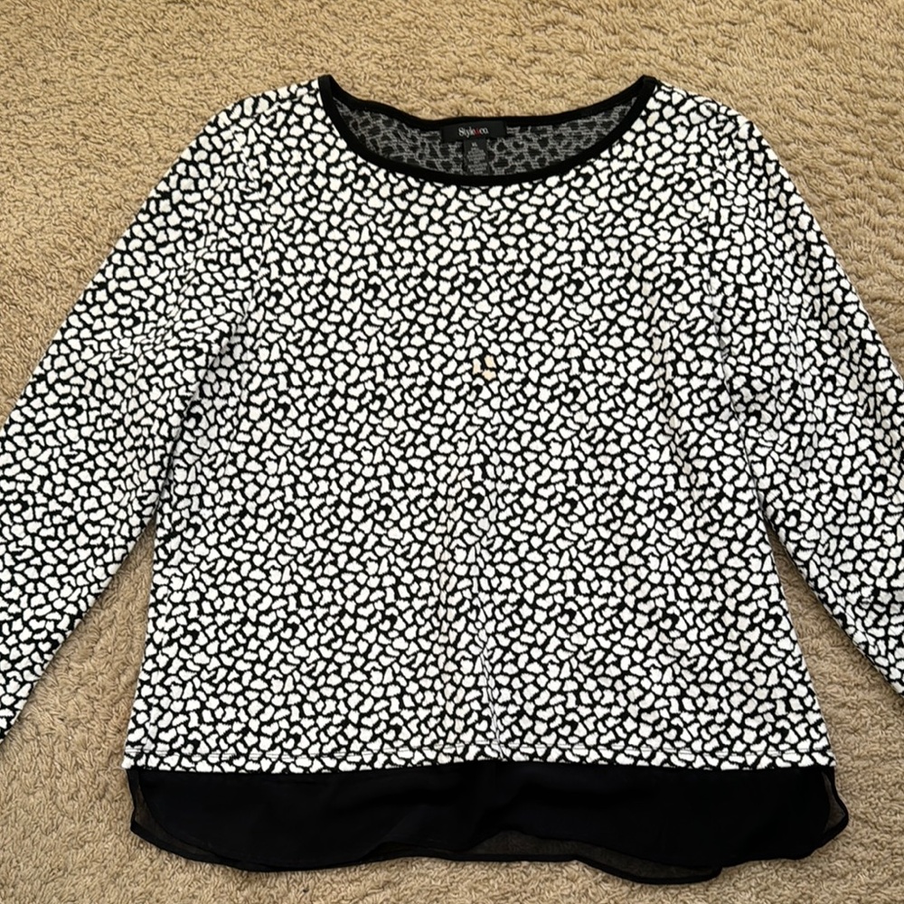 Chico's Black and White Patterned Blouse